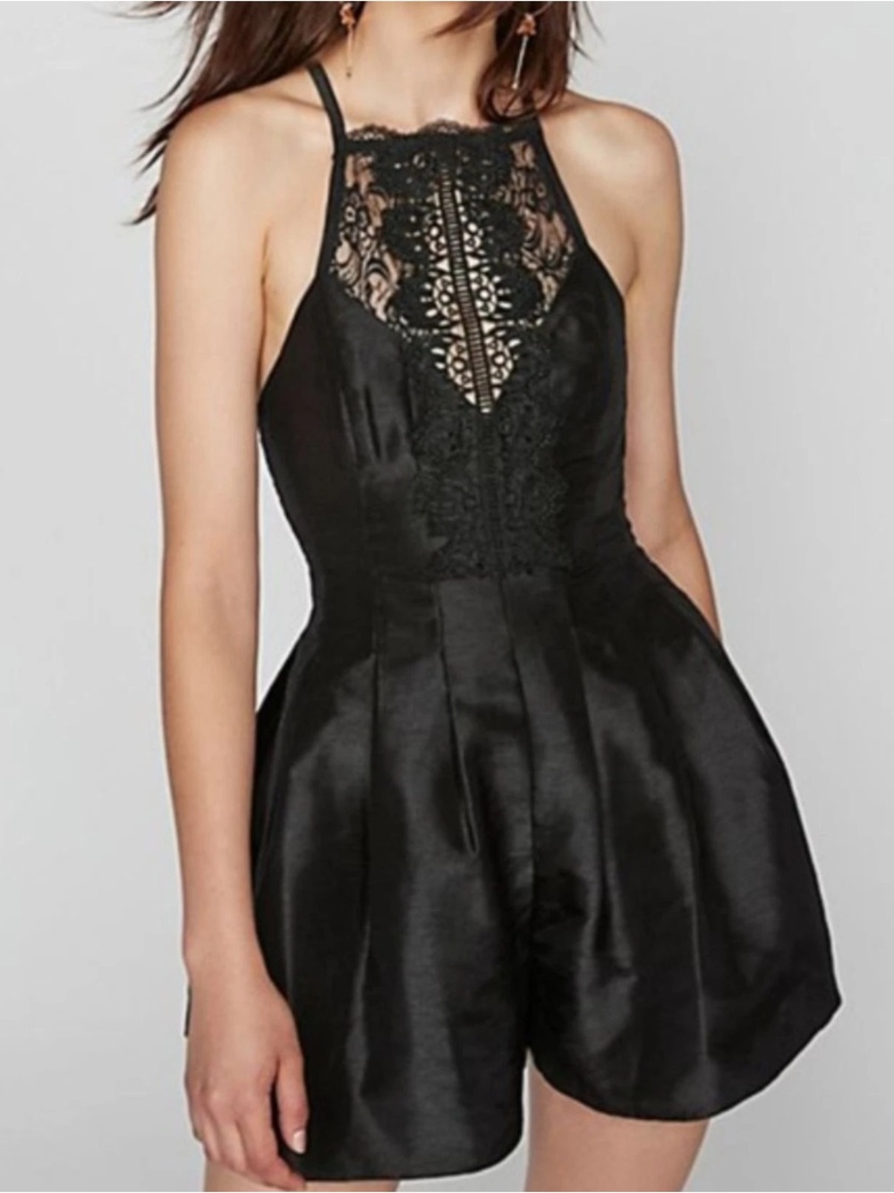 Free People Heart To Heart Black Lace Flare Romper